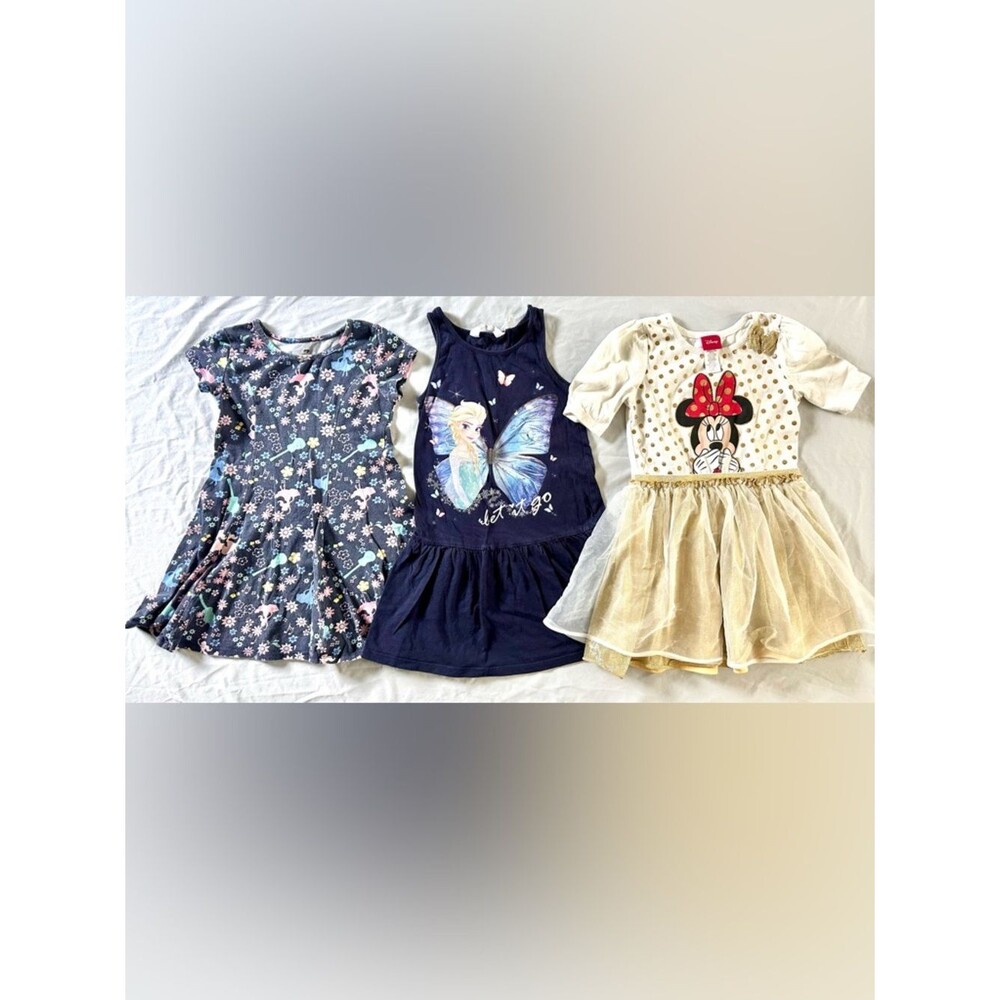 Girls Size 5T Dress Bundle (3)  Elena Elsa Minnie Mouse Jumping Beans Disney H&M